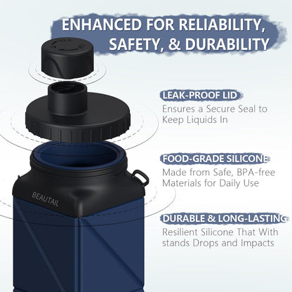 Collapsible Water Bottles 21 Oz, Silicone Portable Water Bottle
