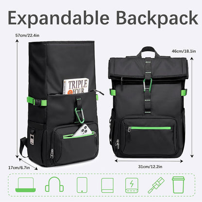 Lunch Backpack for Men Work, Waterproof 15.6 Laptop Backpack with Lunch Box Compartment, Insulated Lunch Bag for Business College Beach Camping Picnics, Womens Gifts Cooler Backpacks, Black