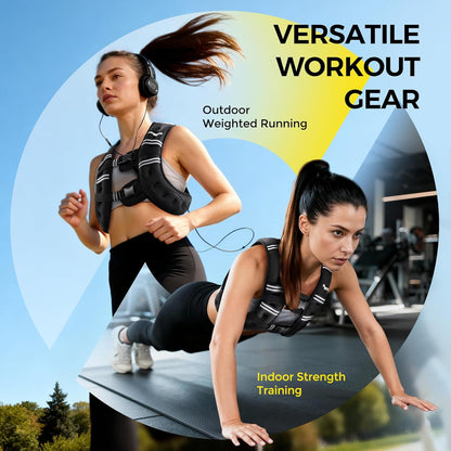 Weighted Vest,6Lb/8Lb/10Lb/12Lb/16Lb/20Lb/25Lb/30Lb Weight Vest with Reflective Stripe, Body Weight Vests for Women, Men, Weight Loss Workout, Strength Training, Running, Walking, Jogging