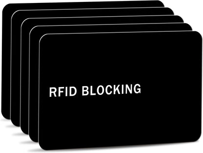 5 Pack RFID Blocking Card Contactless NFC Credit Card ID Protection Safe Bank Card Passport Entire Wallet Purse Shield Protector Blocker Guard (Pack of 5, Black)