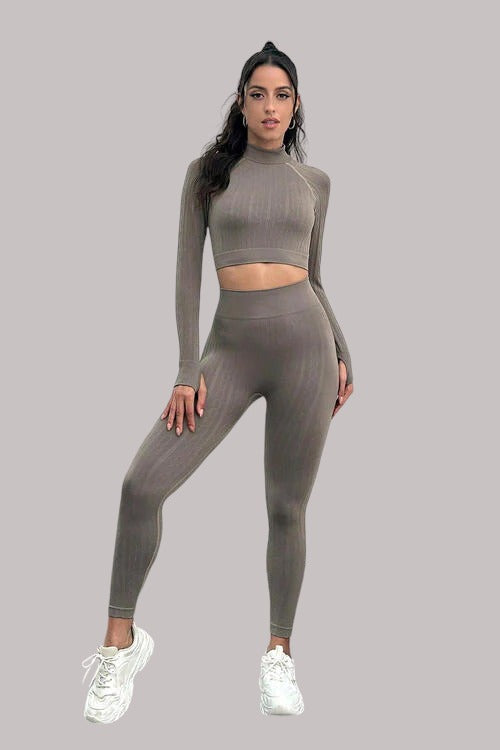 Mock Neck Top and Active Leggings Set