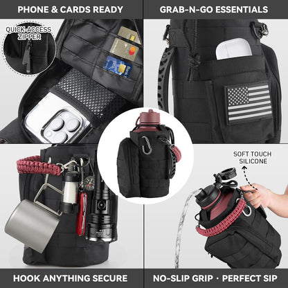 Insulated Water Bottle with Strap, 48-Hour Cold, 2 Lids