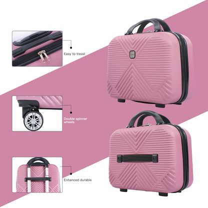 Luggage Sets 2 Piece Suitcase Set (14/20/)Hardside Suitcase with Spinner Wheels Lightweight Carry on Luggage(Pink)