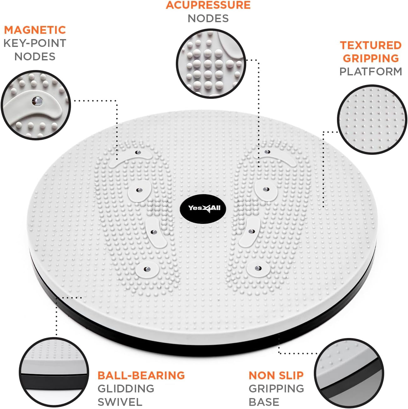 Yes4All Ab Twister Board, 15 Inch XXL, Waist Twisting Disc,Twisting Stepper for Aerobic Exercise, Full Body Toning Workout, Noise-Free, 2Pcs in a Box