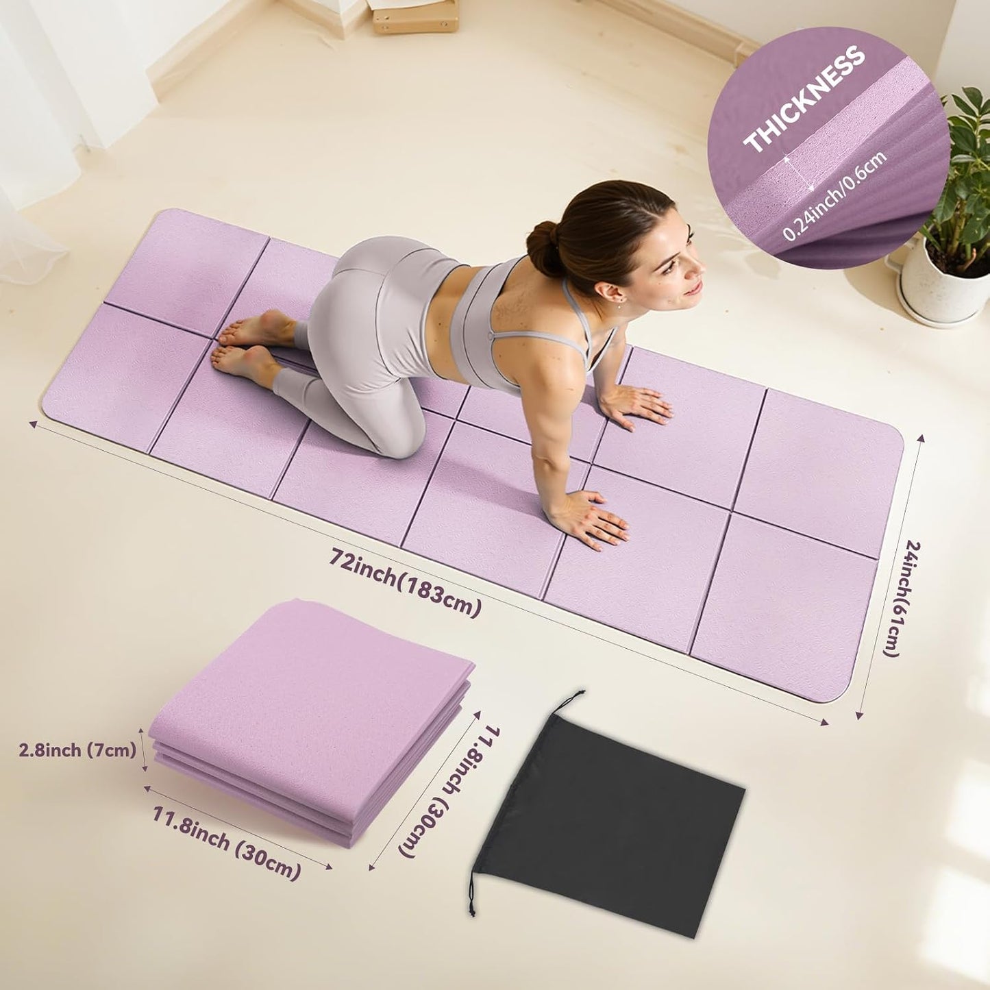 Foldable Yoga Mat Thick Non-Slip Exercise Mat