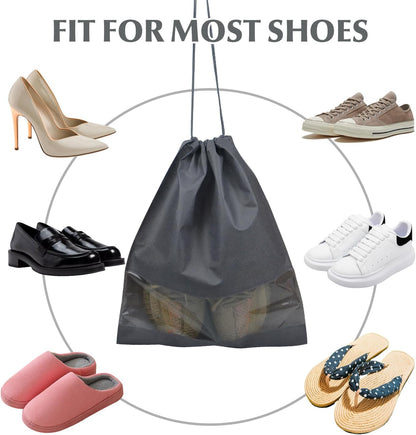 5 Pack Shoe Bags for Travel, Drawstring Bag for Men Women, Shoe Storage, Travel Essentials, Organization Accessories (5, Grey)