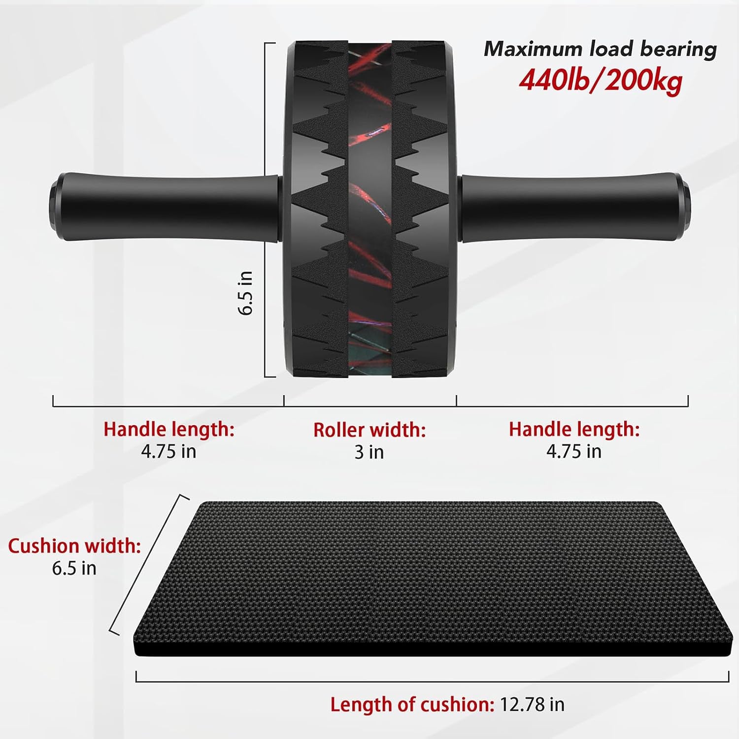 AB Roller Wheel - Ab Roller for Abdominal Workout and Core Strength Training, Portable Ab Wheel Roller Exercise for Men Women Fitness Lover, No Noise Ab Wheels with Thick Knee Pad for Home Gym &Travel