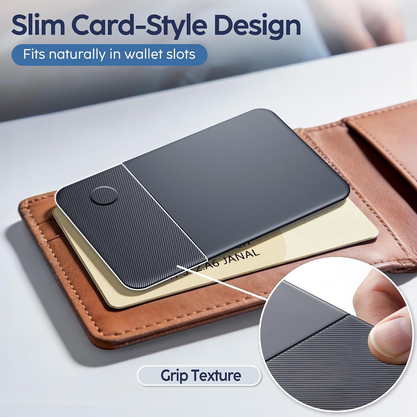 Ultra-Slim Wallet Tracker Card, Works with Apple Find My & Android Find Hub, Rechargeable Smart Tracking Card for Wallet, Luggage, Passport, Keys, Travel & Everyday Use