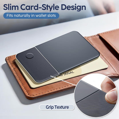 Ultra-Slim Wallet Tracker Card, Works with Apple Find My & Android Find Hub, Rechargeable Smart Tracking Card for Wallet, Luggage, Passport, Keys, Travel & Everyday Use
