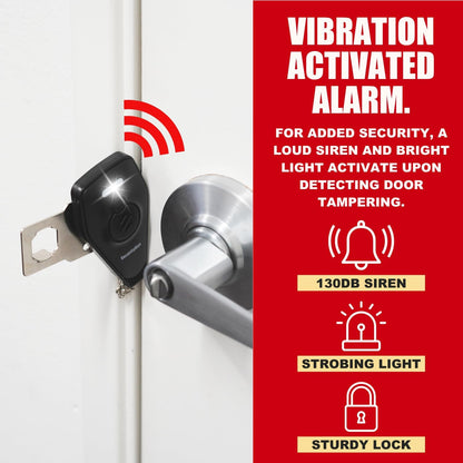 Portable Door Lock with Alarm | Hotel Door Locks for Travelers Security | Loud 130Db Door Security Device for Hotel Room, Apartment Home, & Travel Safety inside for Women Children - Black