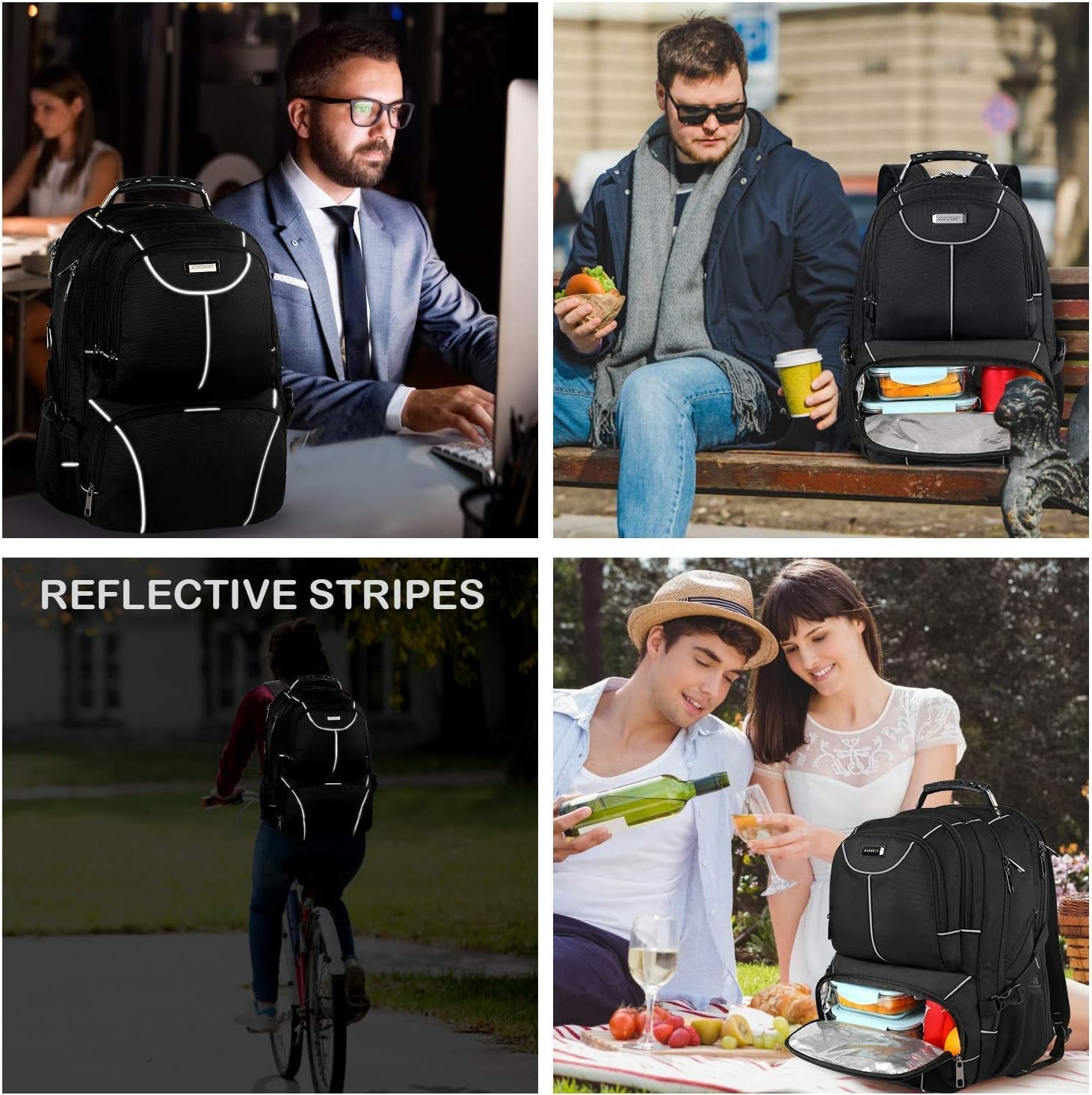 Lunch Bag Backpack, Insulated Cooler Lunch Box Backpack, Extra Large Travel Laptop Backpack TSA Friendly RFID Computer College Bag for Women Men Fits 17.3 Inch Laptop