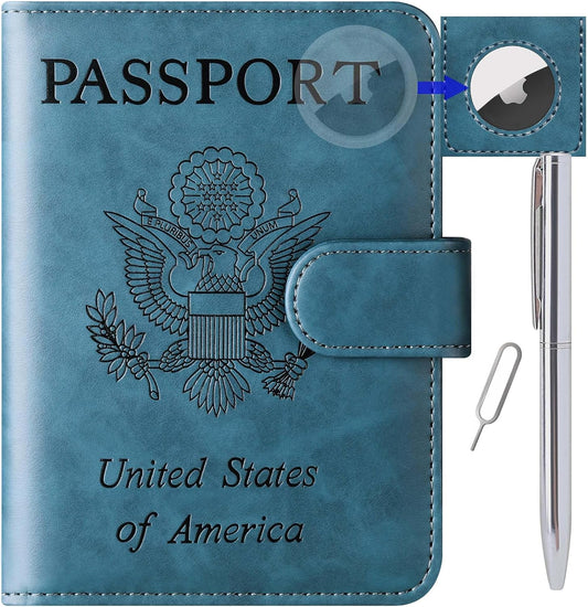 Airtag Passport Holder for Travel, Rfid Passport Cover Wallet