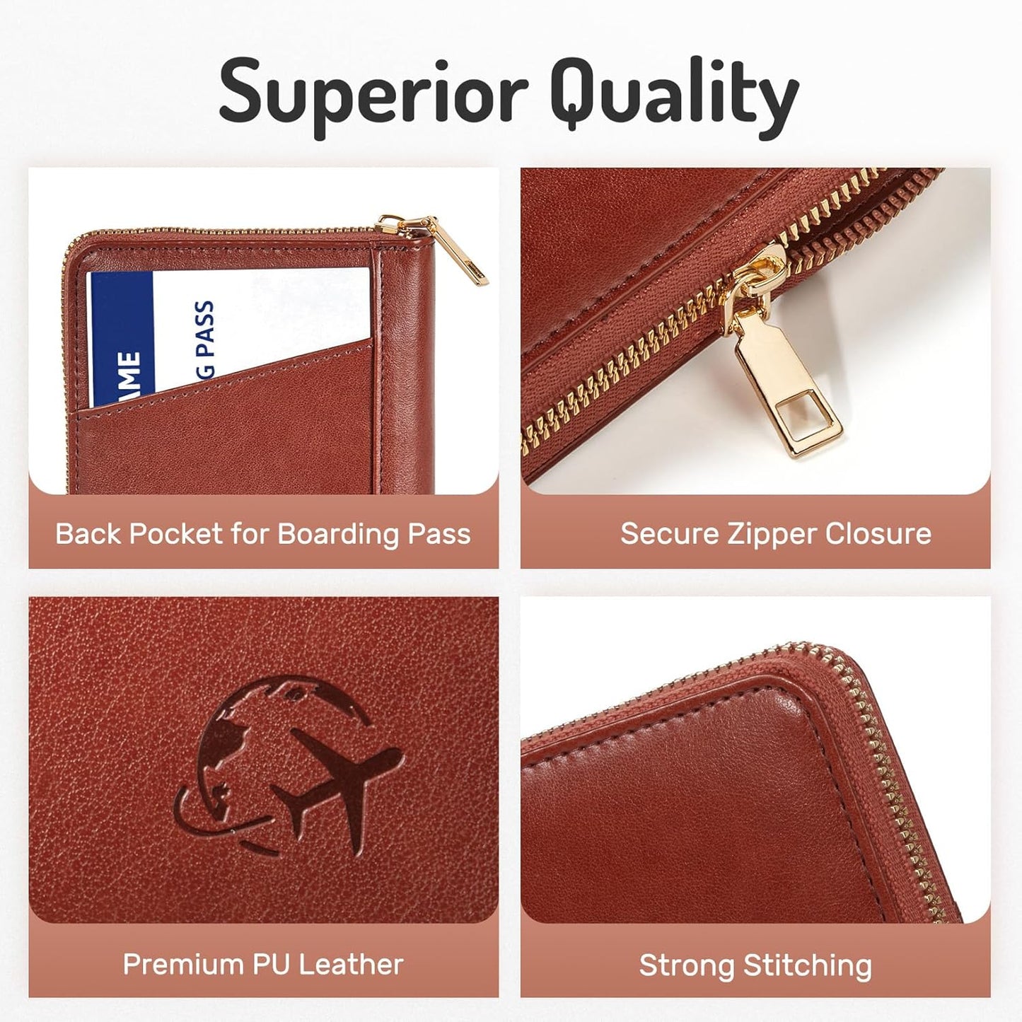 Safe Zipper Passport Holder Cover, Passport Wallet for Travel