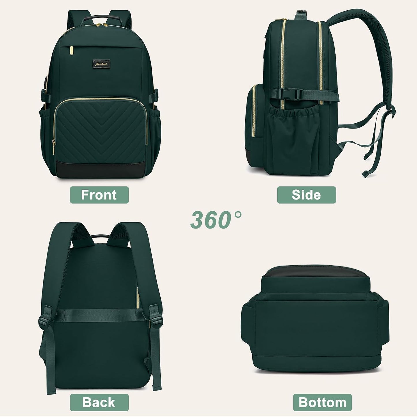 Laptop Backpack for Women Bookbag: 15.6 Inch Work Backpacks with Pouch Pocket for Large Capacity Cup & USB Charger College Book Bag Travel Business Nurse Teacher Bookbags Anti-Theft Back Pack
