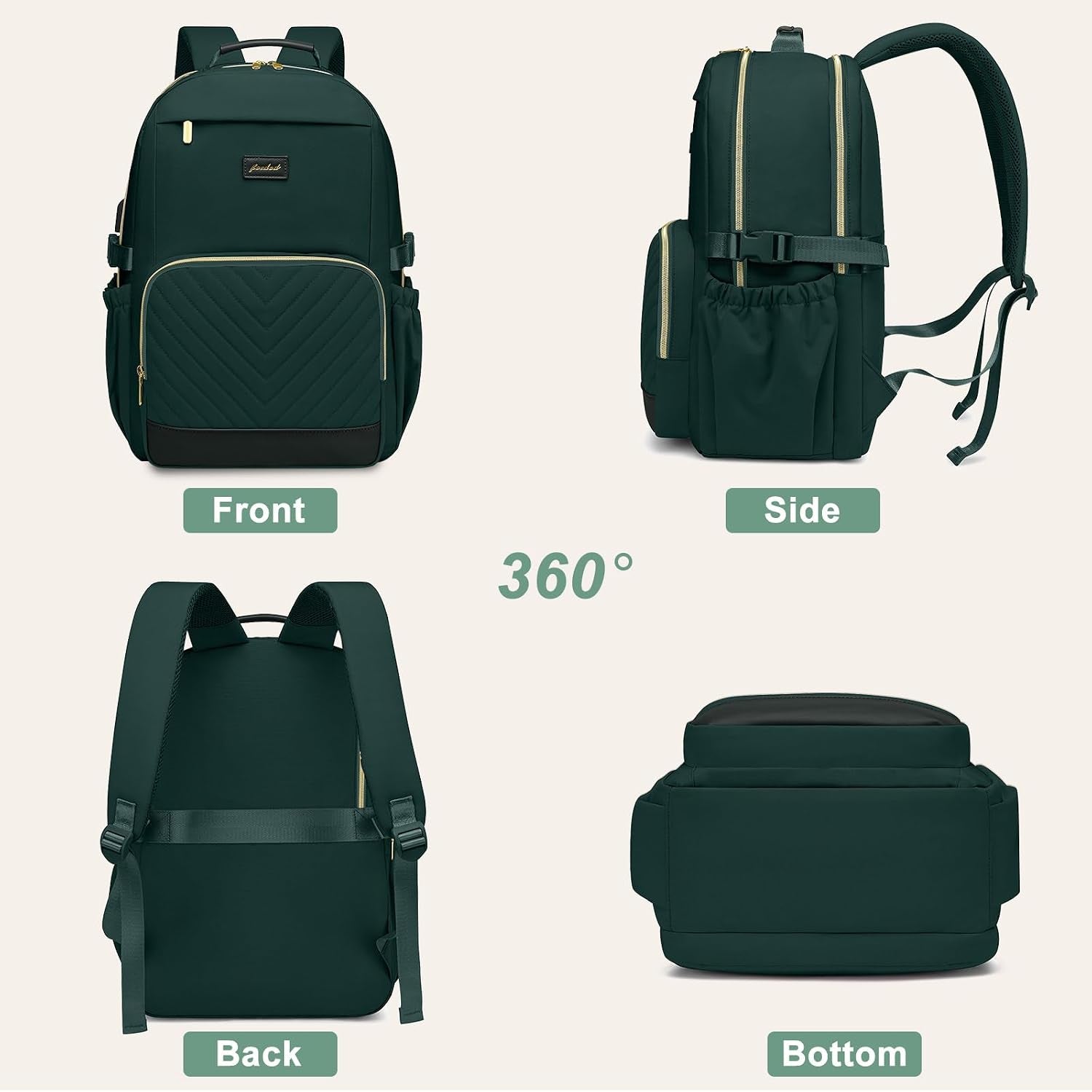 Laptop Backpack for Women Bookbag: 15.6 Inch Work Backpacks with Pouch Pocket for Large Capacity Cup & USB Charger College Book Bag Travel Business Nurse Teacher Bookbags Anti-Theft Back Pack