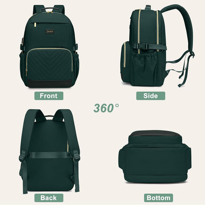 Laptop Backpack for Women Bookbag: 15.6 Inch Work Backpacks with Pouch Pocket for Large Capacity Cup & USB Charger College Book Bag Travel Business Nurse Teacher Bookbags Anti-Theft Back Pack