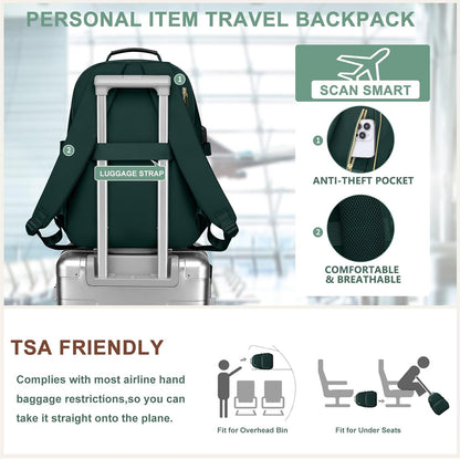 Laptop Backpack for Women Bookbag: 15.6 Inch Work Backpacks with Pouch Pocket for Large Capacity Cup & USB Charger College Book Bag Travel Business Nurse Teacher Bookbags Anti-Theft Back Pack