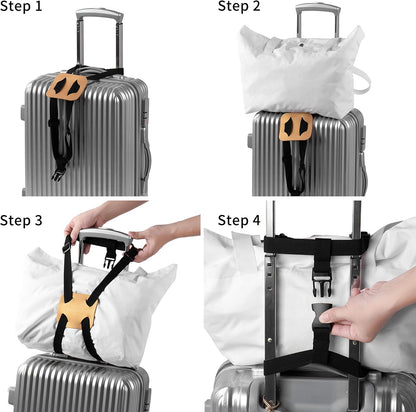 Luggage Straps Bag Bungees for Add a Bag Easy to Travel Suitcase Elastic Strap Belt (Black Luggage Strap-1Pcs)