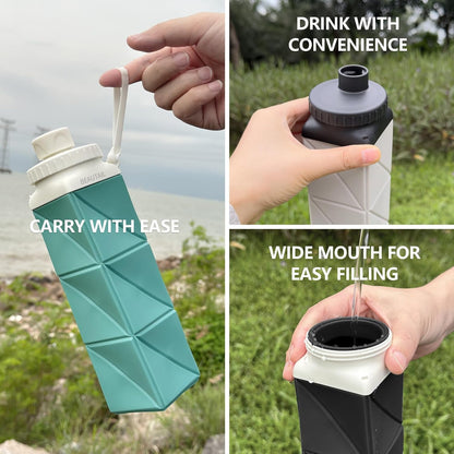 Collapsible Water Bottles 21 Oz, Silicone Portable Water Bottle