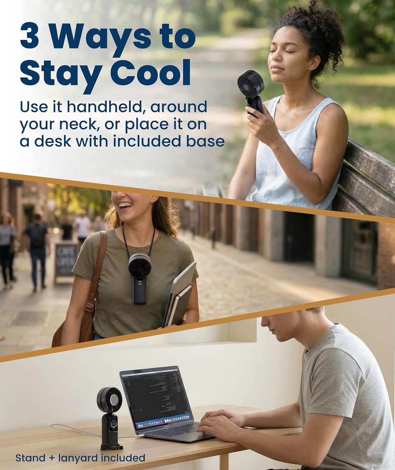Portable Handheld Fan, Rechargeable with LED Display & Cooling Mode, Small Personal Mini Portable Fan, 5 Speeds for Outdoor Travel, Hiking, Makeup, Camping, Office, Gifts for Women