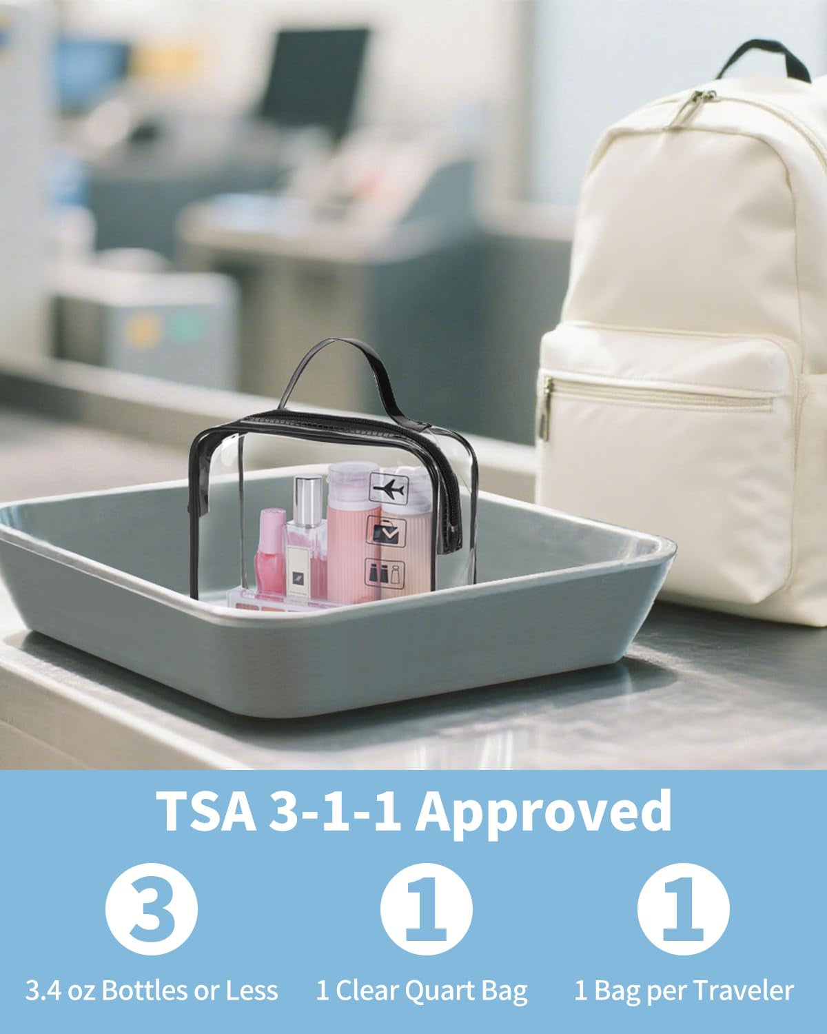 TSA Approved Toiletry Bag, 2 Pack Clear Makeup Bag