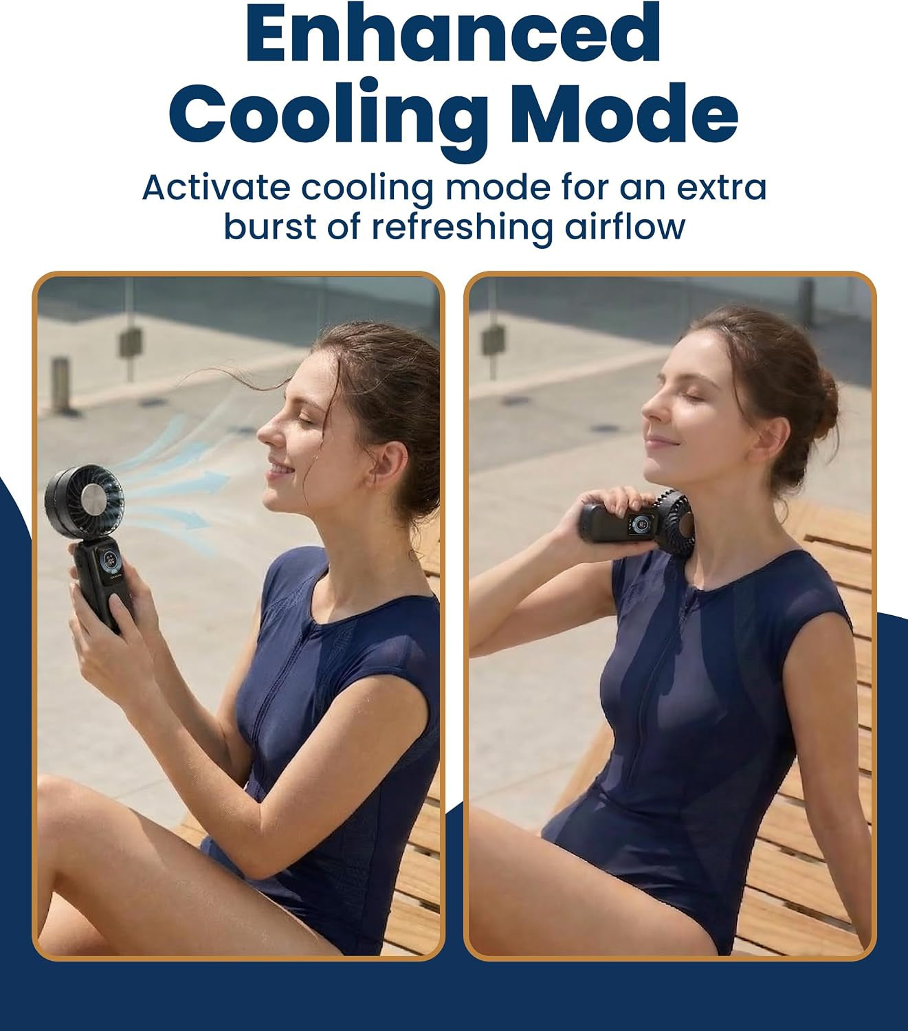 Portable Handheld Fan, Rechargeable with LED Display & Cooling Mode, Small Personal Mini Portable Fan, 5 Speeds for Outdoor Travel, Hiking, Makeup, Camping, Office, Gifts for Women
