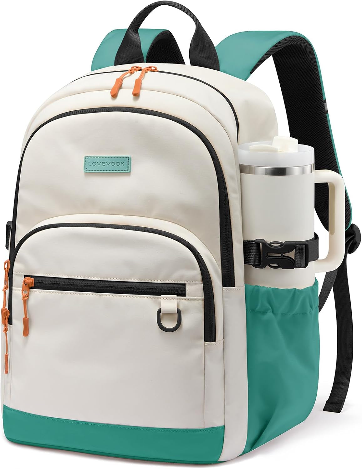 Travel Laptop Backpack, Waterproof Carry on Backpack for Women Men, 15.6 Inch Computer Bag, Large College School Bookbag with Luggage Sleeve, Chest Strap & Water Bottle Pocket
