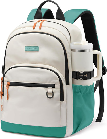 Travel Laptop Backpack, Waterproof Carry on Backpack for Women Men, 15.6 Inch Computer Bag, Large College School Bookbag with Luggage Sleeve, Chest Strap & Water Bottle Pocket