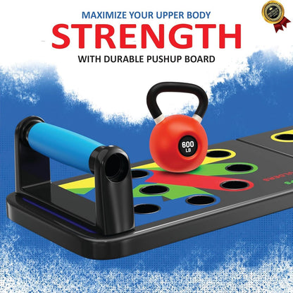 Adjustable Push up Board for Men | 20-In-1 Multi-Functional Foldable Fitness Board | Strength Training Board for Women and Men | Home Gym Workout Equipment with 5 Resistance Bands