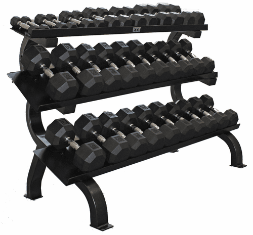 VTX 5-75lb Dumbells w/3 TierShelf Dumbbell rack
