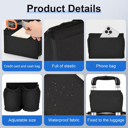 Luggage Travel Cup Holder for Suitcases Free Hands, Travel Accessories, Carry on Beverage Cup Holder Attachment, Luggage Cup Caddy Gifts for Flight Attendants, Business, Travelers, Black