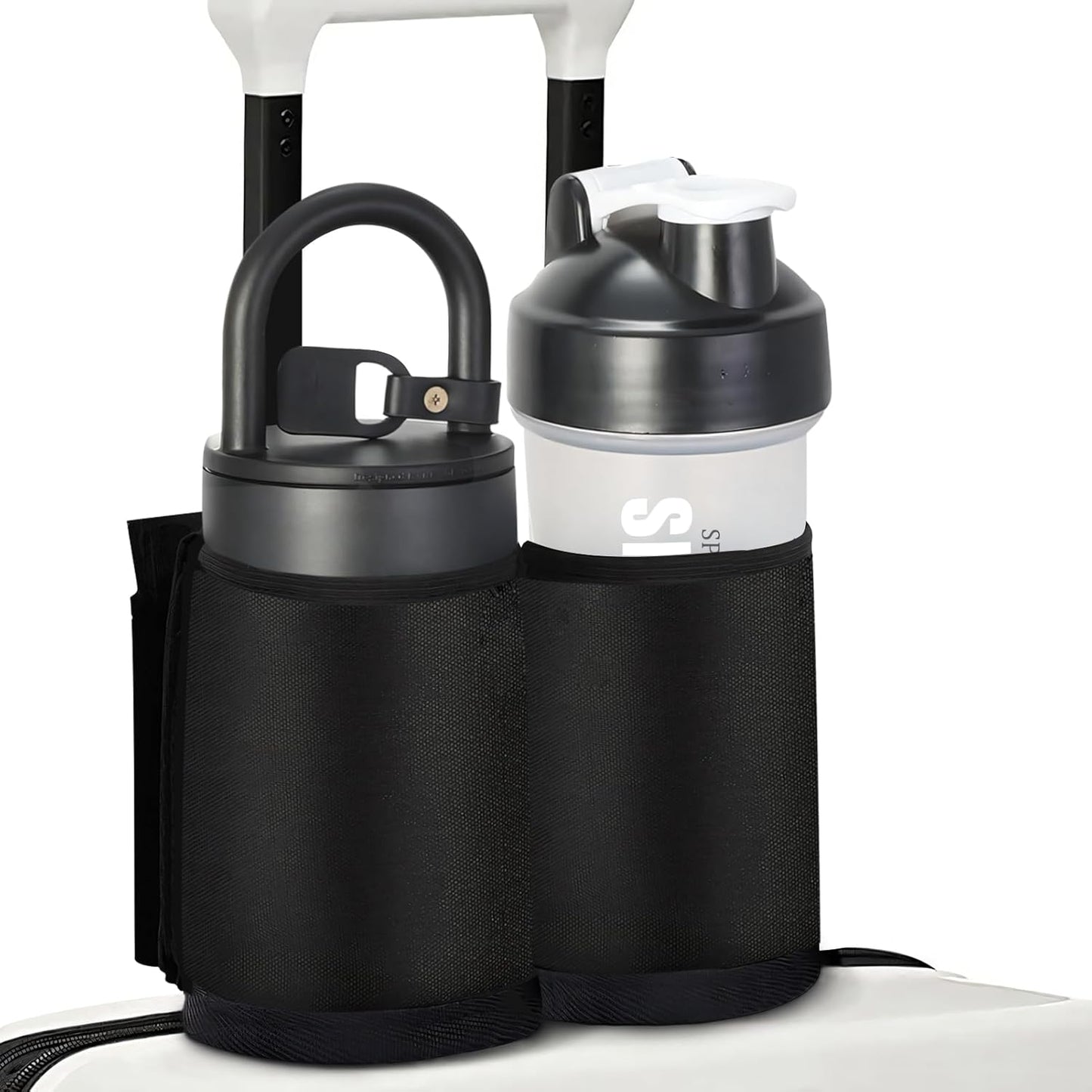 Luggage Travel Cup Holder for Suitcases Free Hands, Travel Accessories, Carry on Beverage Cup Holder Attachment, Luggage Cup Caddy Gifts for Flight Attendants, Business, Travelers, Black