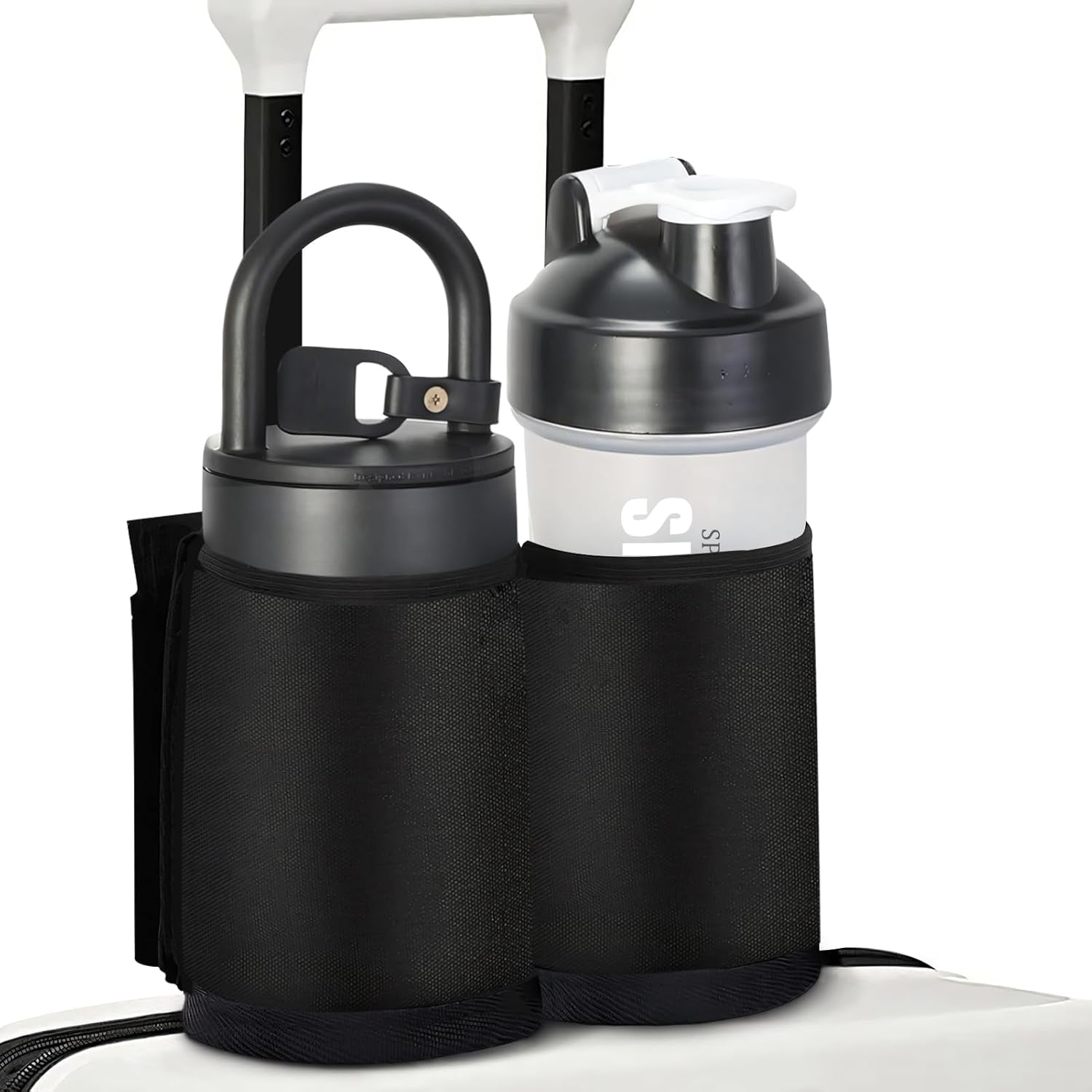 Luggage Travel Cup Holder for Suitcases Free Hands, Travel Accessories, Carry on Beverage Cup Holder Attachment, Luggage Cup Caddy Gifts for Flight Attendants, Business, Travelers, Black