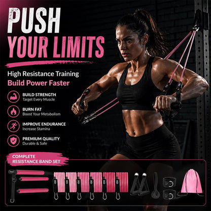 Pilates Bar Kit with Resistance Bands, Pilates Workout Equipment for Home Gym, Adjustable 3-Section Pilates Bar Kit for Women & Men, Ideal Pilates at Home Kit for Full Body Training & Flexibility