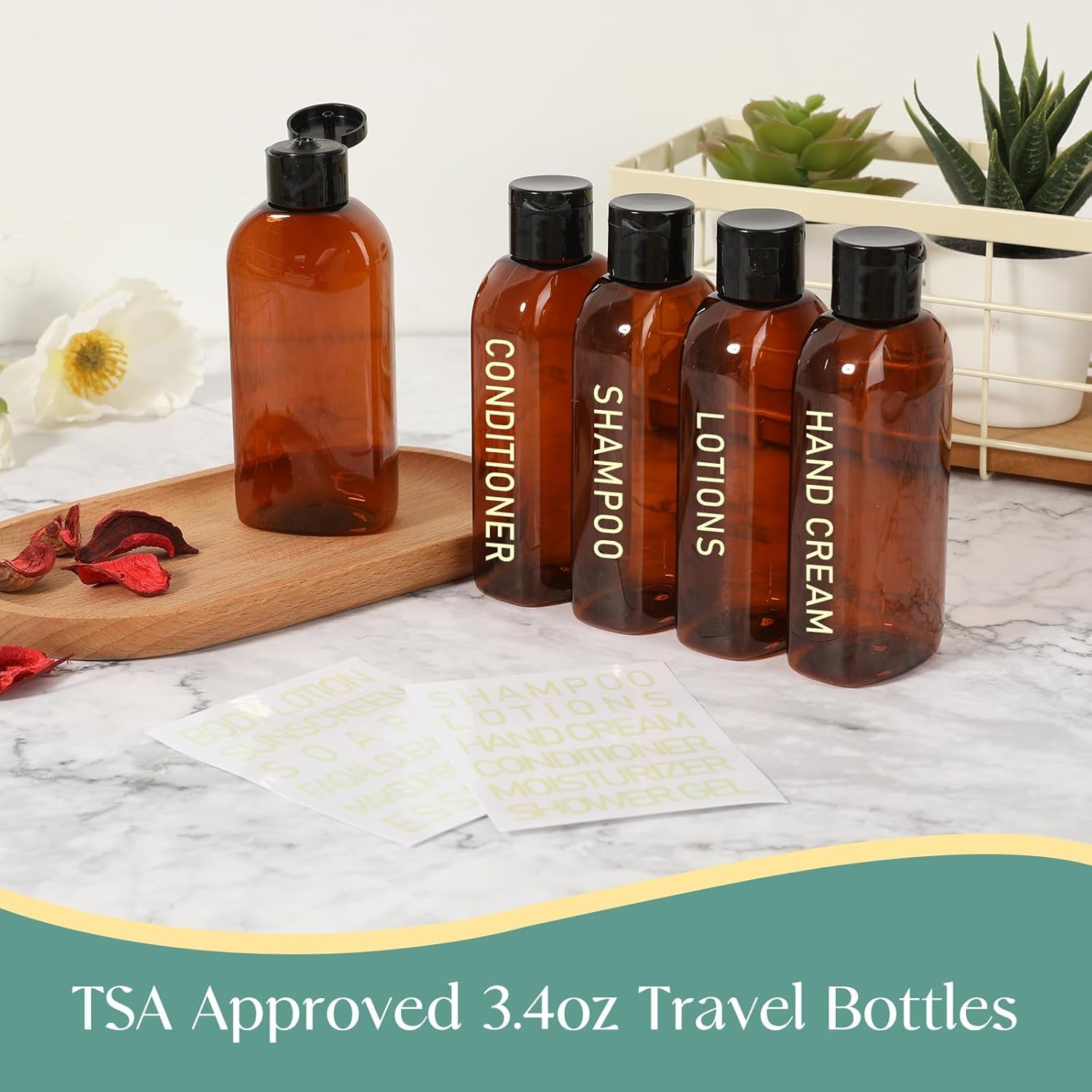 5 Pack Travel Bottles for Toiletries, 3.4Oz TSA Approved Travel Containers