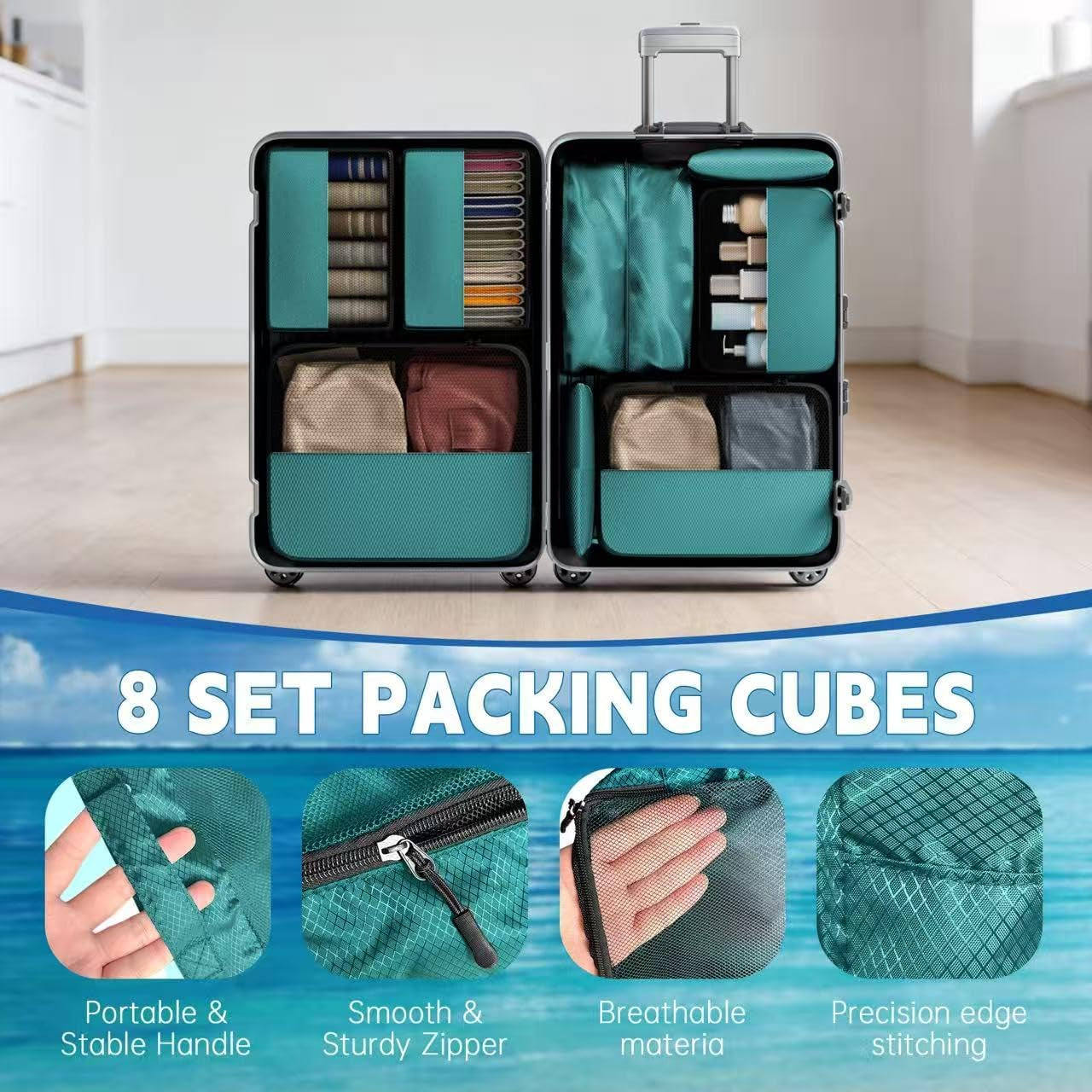 8 Set Packing Cubes for Travel,Luggage Organizers for Travel Accessories