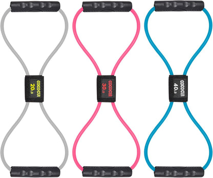 Figure 8 Resistance Bands with Handles for Women Men, Exercise Bands for Back, 8 Shaped Resistance Bands for Arms, Shoulder, Leg Stretching, Physical Therapy, Yoga, Pilates, Home Gym Workout Equipment