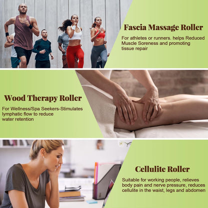 Wooden Fascia Massage Roller – Handheld Myofascial Release Massage Stick