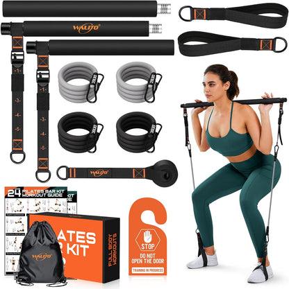 Pilates Bar Kit with Resistance Bands, Workout Equipment for Legs, Hip, Abs
