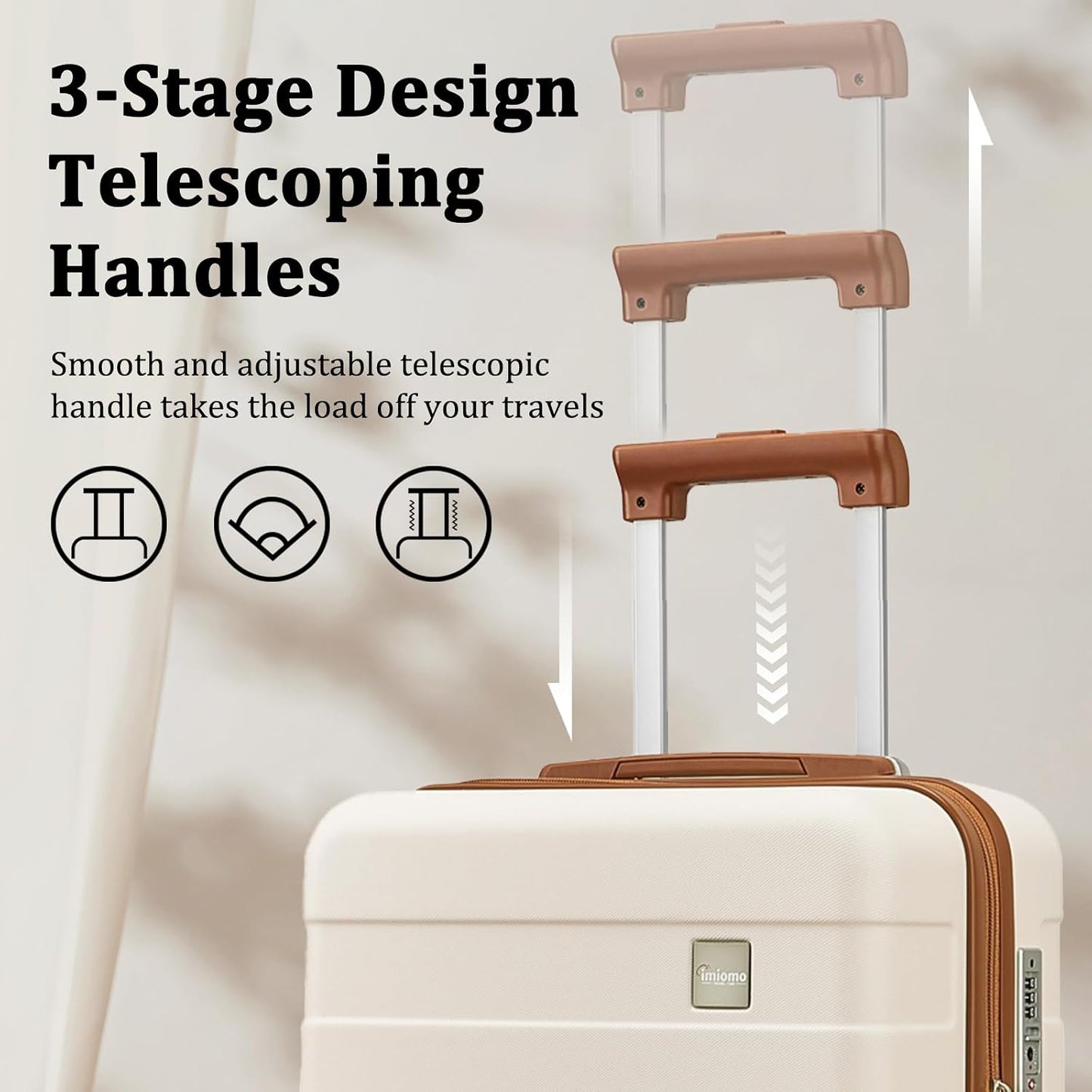 Hard Shell Luggage Sets 5 Piece for Women, Lightweight Hardside Rolling Suitcase Set with Spinner Wheels and TSA Lock, Beige