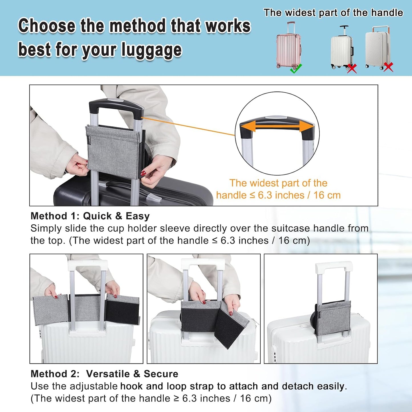 Luggage Travel Cup Holder, Folding Drink Caddy for Suitcases