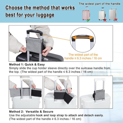 Luggage Travel Cup Holder, Folding Drink Caddy for Suitcases