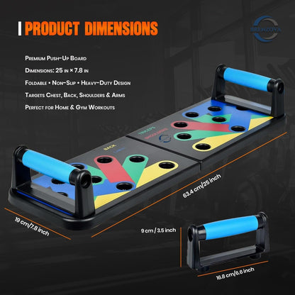 Adjustable Push up Board for Men | 20-In-1 Multi-Functional Foldable Fitness Board | Strength Training Board for Women and Men | Home Gym Workout Equipment with 5 Resistance Bands