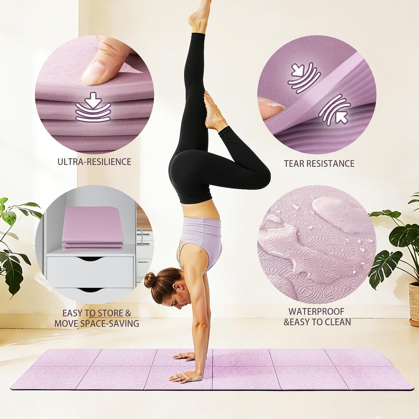 Foldable Yoga Mat Thick Non-Slip Exercise Mat