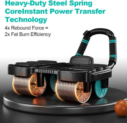 4-Wheel Automatic Rebound Ab Roller Wheel with Elbow Support