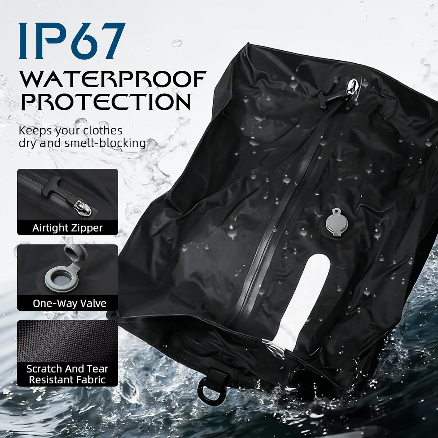 Vacuum Travel Bags with Pump,Vacuum Seal Bags for Clothing Travel,Ip67 Waterproof Vacuum Bags for Travel,Compression Packing Cubes with Suitcase, Luggage,Backpack (2Pcs + Pump+Shoe Bags)