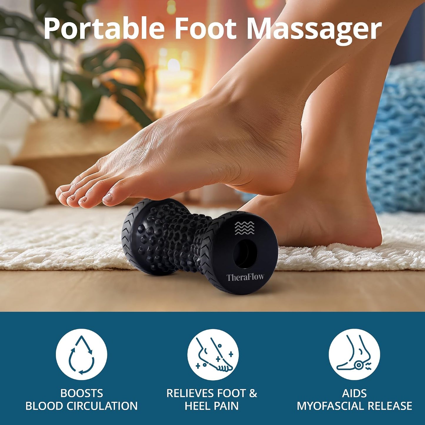 Foot Massager for Plantar Fasciitis Relief - Portable & Lightweight Foot Massager for Neuropathy Pain Relief for Feet, 360° Acupressure Nubs
