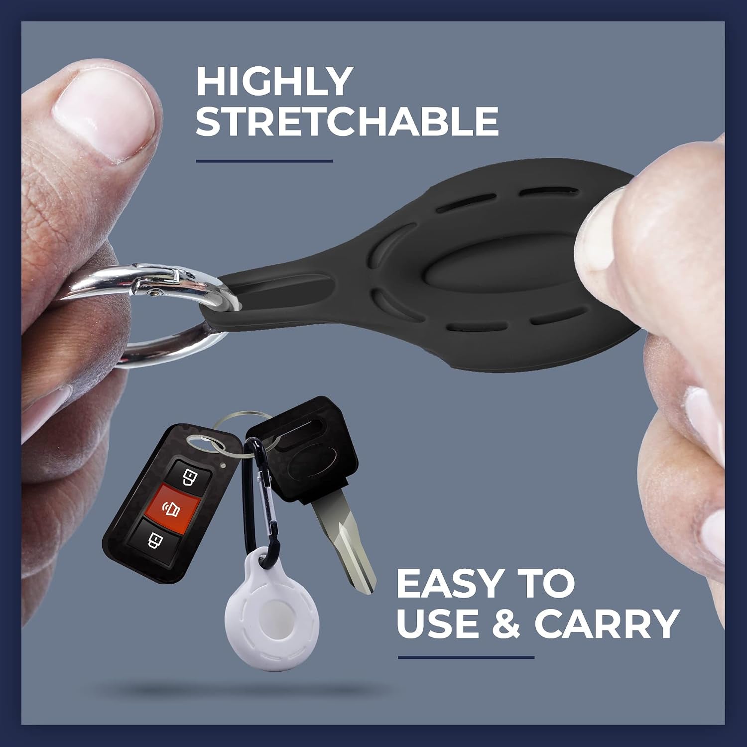 Airtag Holder 4 Pack Compatible with Apple Airtag – Silicone Airtag Keychain Holder Case for Keys, Bags, Backpacks, Luggage & Pets – Secure Protective Airtag Covers (Black, White, Red & Blue)