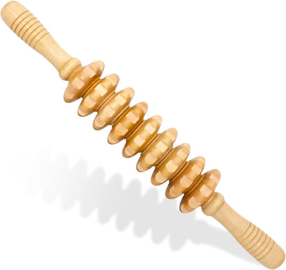 Wooden Fascia Massage Roller – Handheld Myofascial Release Massage Stick