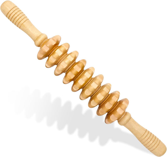 Wooden Fascia Massage Roller – Handheld Myofascial Release Massage Stick
